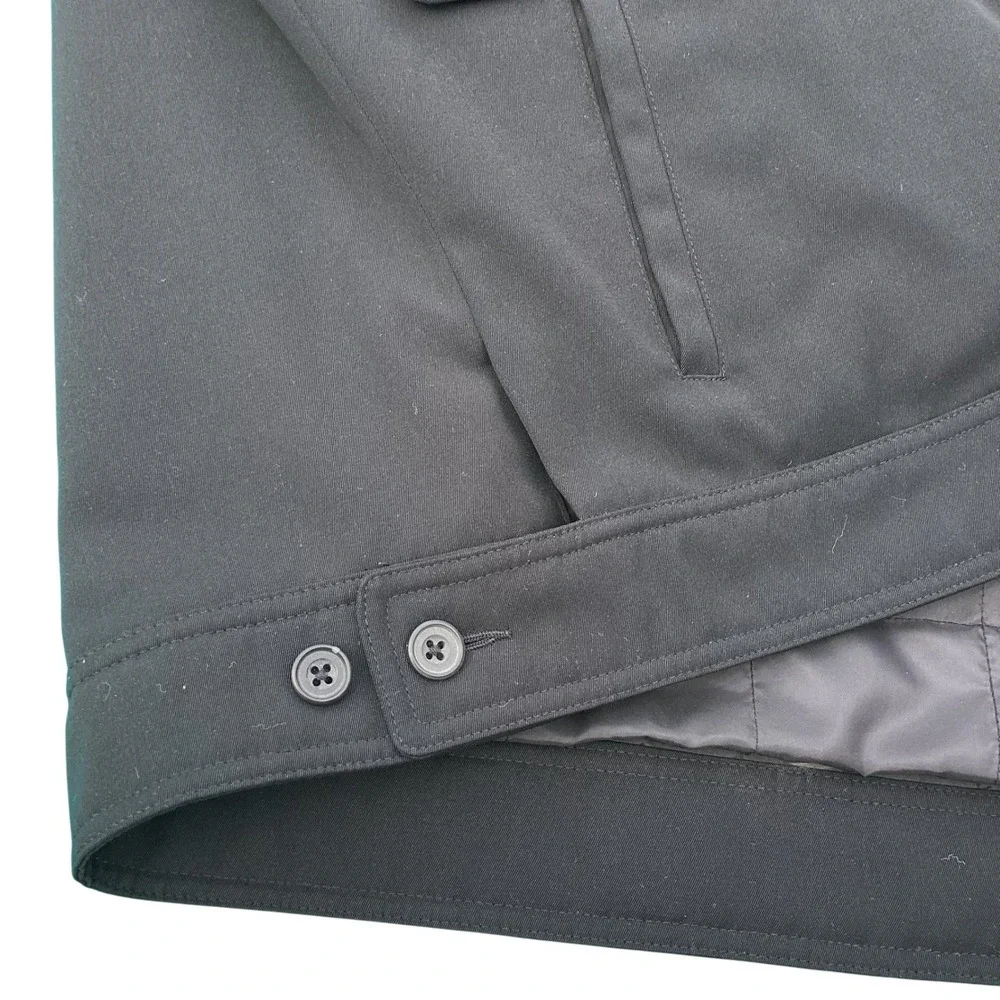 Claiborne Mens Full Zip Quilted Lined Jacket Black Faux Leather Trim Lrg *as is